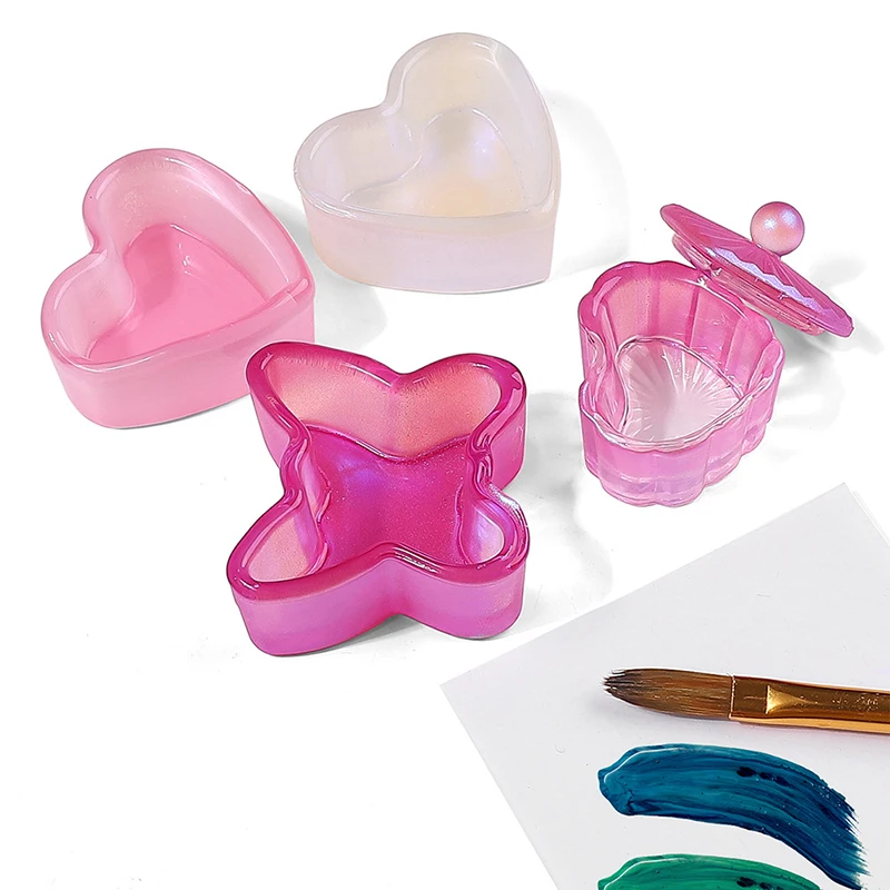 1 Stuks Kristalglas Schaal Acryl Poeder Vloeibare Houder Container Hartvormige Nail Deksel Cup Bowl Manicure Accessoires