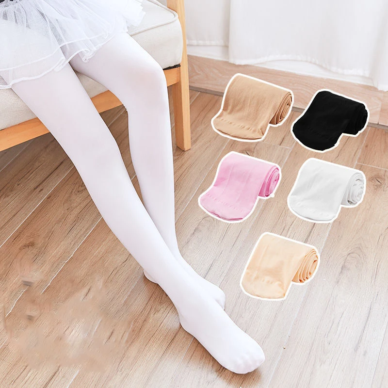 Summer Spring Candy Color Kids Pantyhose Ballet Dance Tights for Girls Stocking Children Velvet Solid White Pantyhose