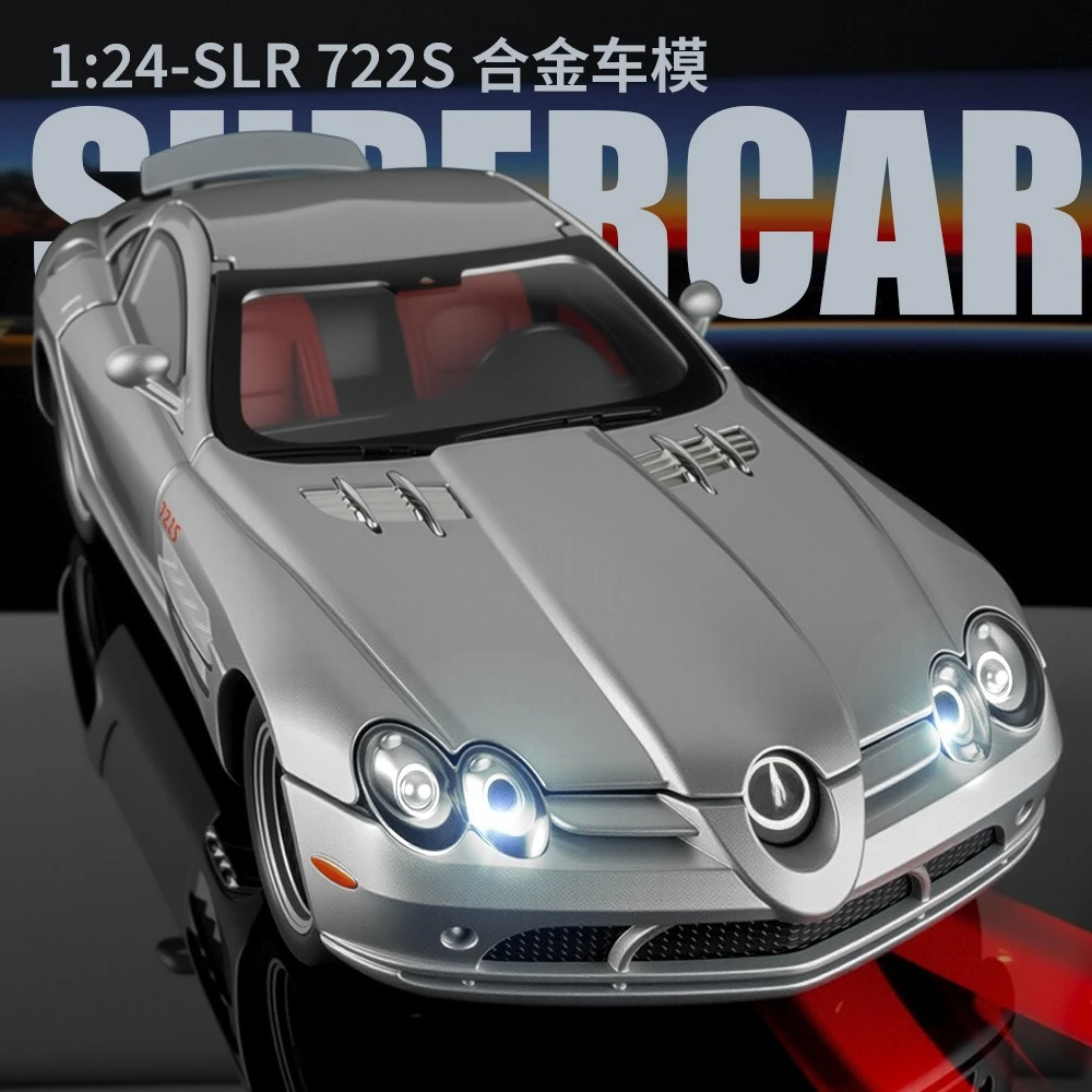 

1:24 SLR 722S Alloy Classic Sports Car Model Diecast Metal Track Super Racing Car Model Simulation Sound Light Kids Toy Gift