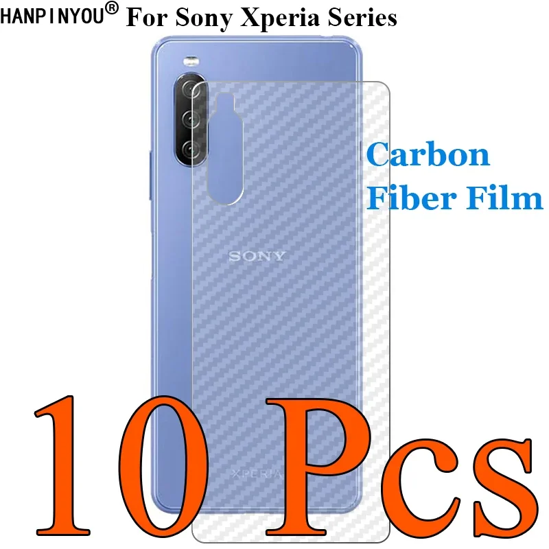 10 Pcs/Lot For Sony Xperia 1 5 8 10 V 3D Transparent Carbon Fiber Back Film Skin Screen Protector Sticker