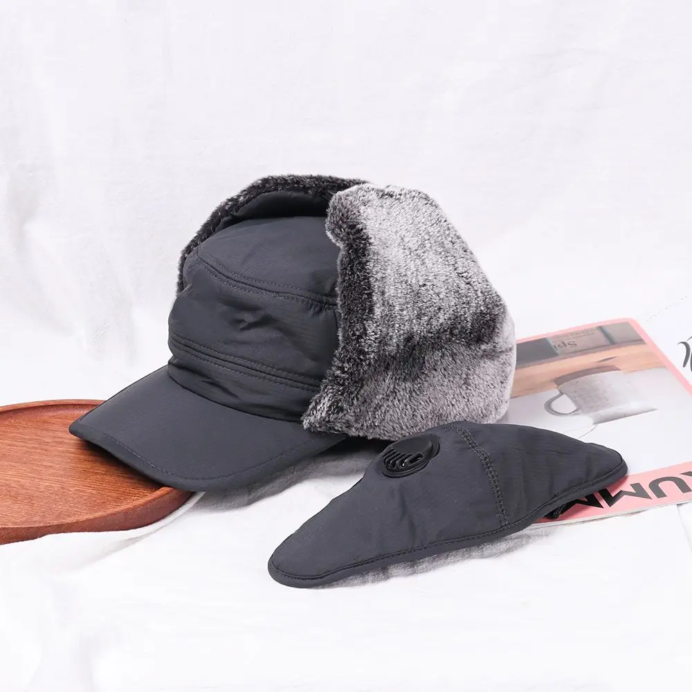 Adjustable Windproof Winter Men Bomber Hat Winter Ski Mask Cotton Plush Fur Earflap Hat Sports Outdoors Earflaps Caps view 2