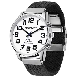 Hearkent English Talking Watch for Blind Men Visually Impaired with Alarm Hourly Chime Wristwatches Clock Big Number for Elderly