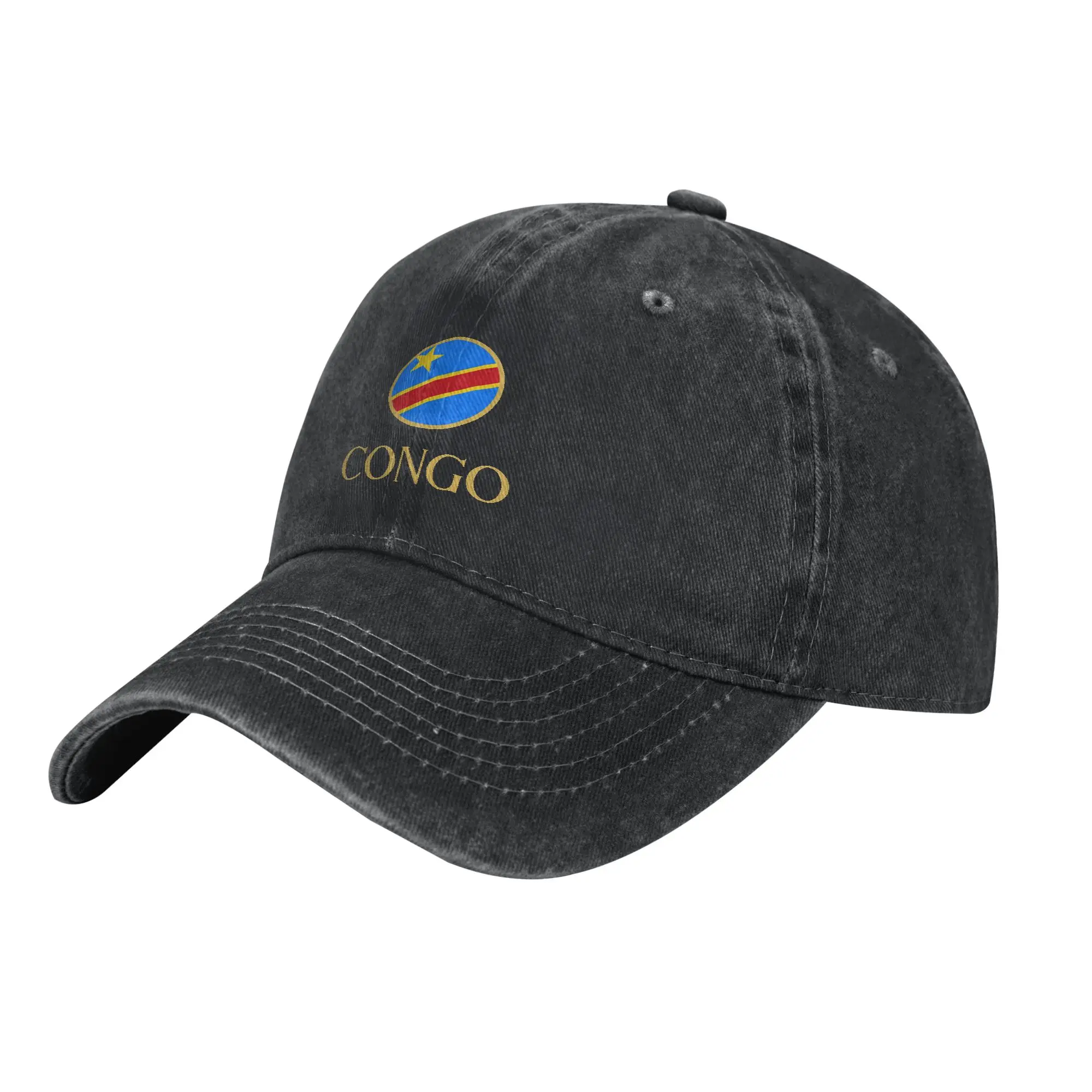 2026 Dr Congo DRC Republic Of Congo High-end Retro Denim Washed Baseball Caps For Men Cowboy Sun Hats Camping Mens Snapback Cap