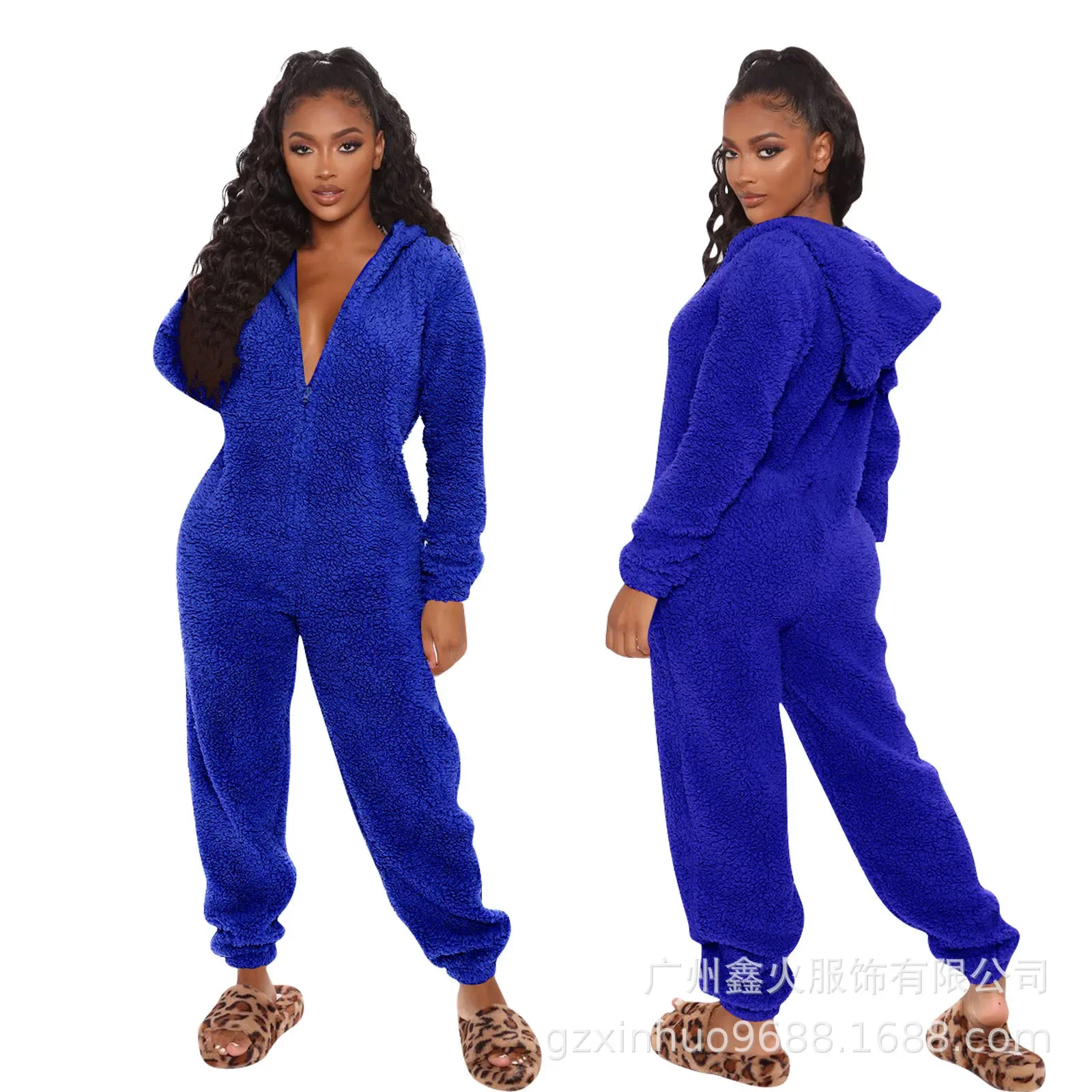 Oversize Fur Winter Teddy Ear Cute Sleepwear Onesies Jumpsuit Hooded Pajamas Homewear Warm Pajamas Robes Nightgown Thick Suit