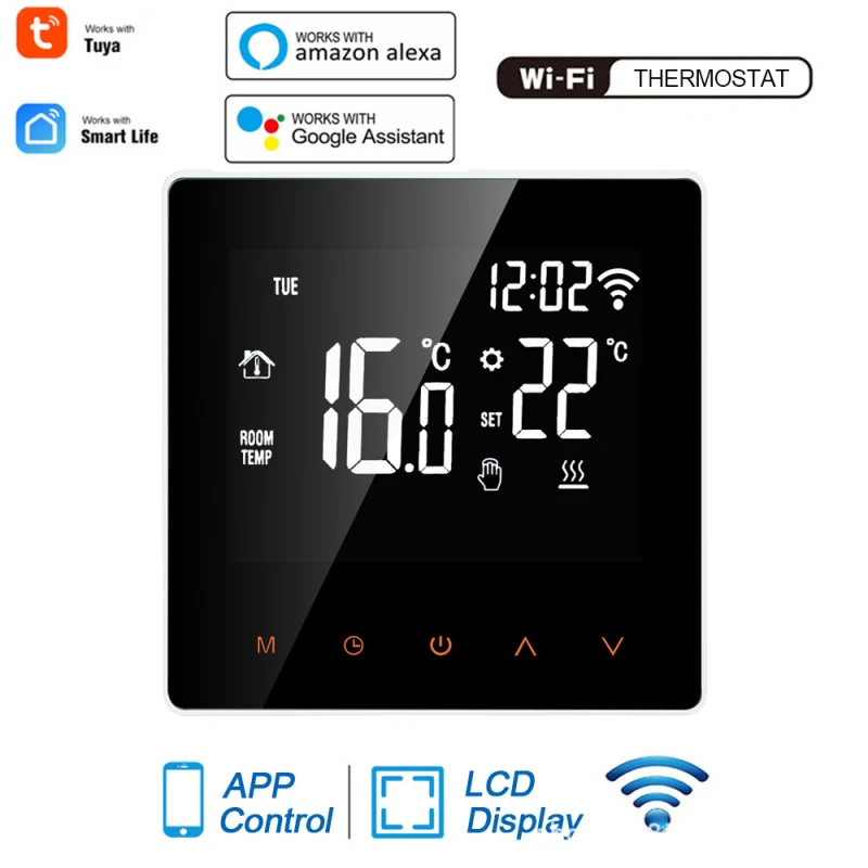 Aubess Tuya Smart WiFi Thermostat and TRV Temperature Controller for Electric floor Heating Voice Control Via Alexa Google Home