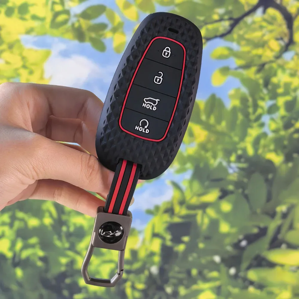 Practical Diamond Textured Car Key Protector With Keychain For Hyundai NEXO Tucson NX4 Sonata Dn8 Azera Staria