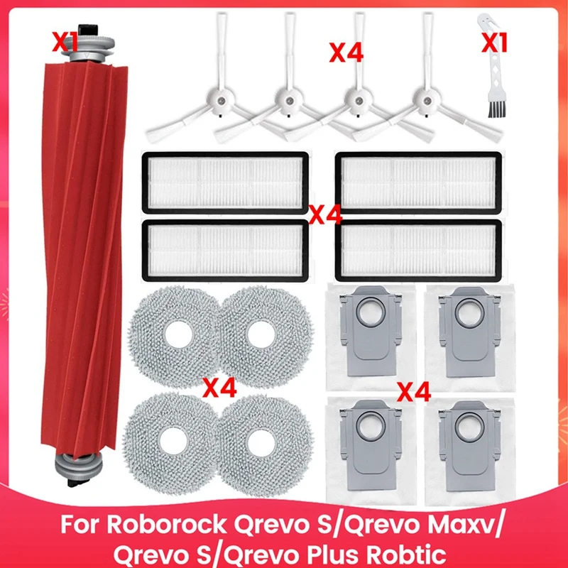 

Accessories Kit For Roborock Qrevo S/Qrevo Maxv/Qrevo S/Qrevo Plus Robtic Vacuum Cleaner Brush Filter Mops