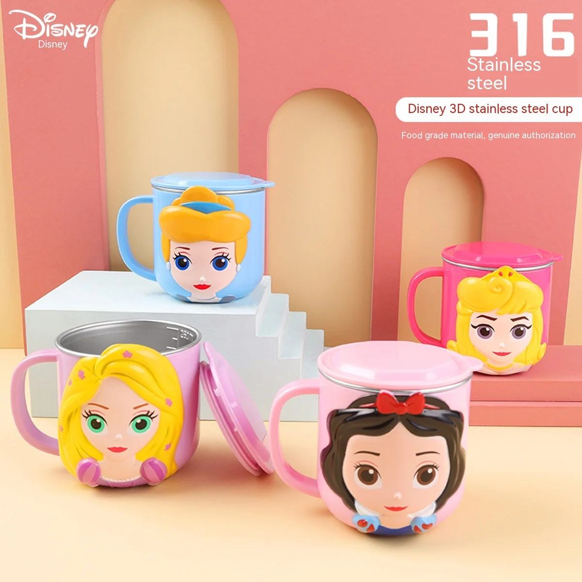 

Disney Stainless Steel Water Cup 3D Mickey Milk Cup Children's Tableware Baby 316 Drinking Cup Home Cup Authentic