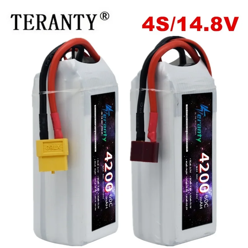 14.8V 4200mAh 60C LIPO Battery For RC Helicopter Quadcopter FPV Racing Drone Parts Original 4S Rechargeable Battery Max 80C