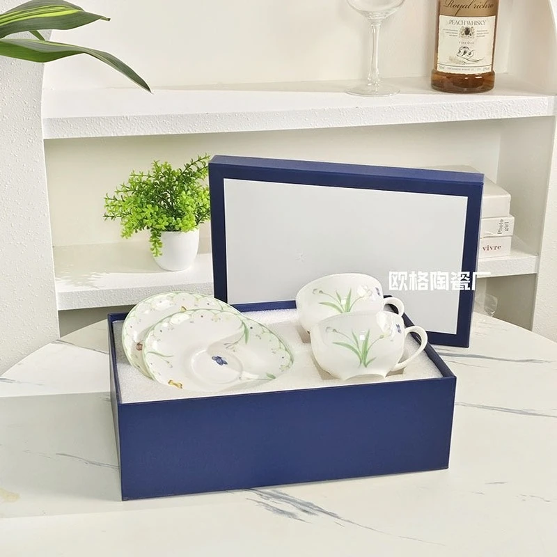 Ins - Style Simple and Colorful Spring Tableware Bowls Spoons Dinner Plates Delicate Bone China Mugs and Home - Use Coffee