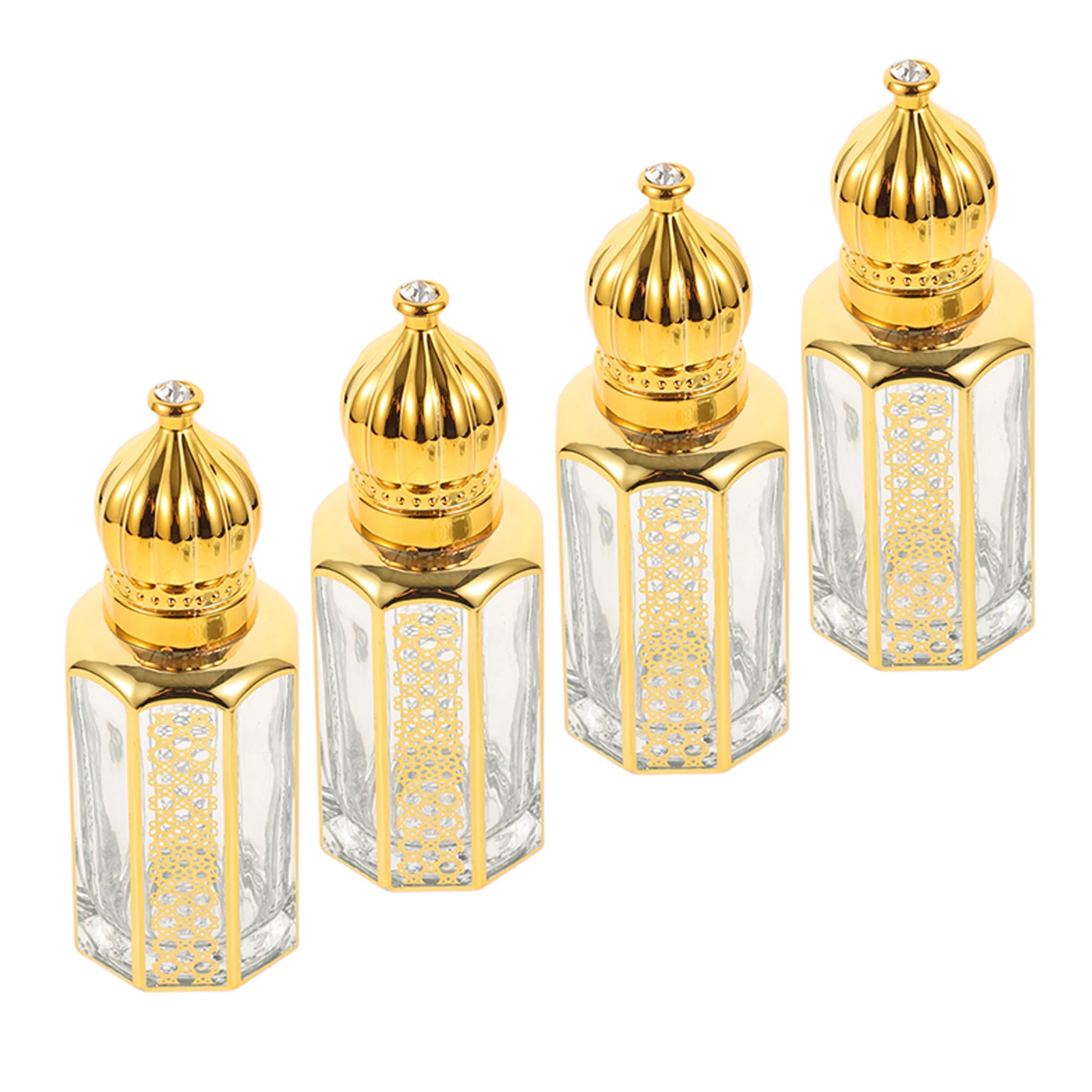 4Pcs Glass Roller Bottles for Essential Oils 12Ml Refillable Roll on Perfume Containers with Ball Applicator Portable