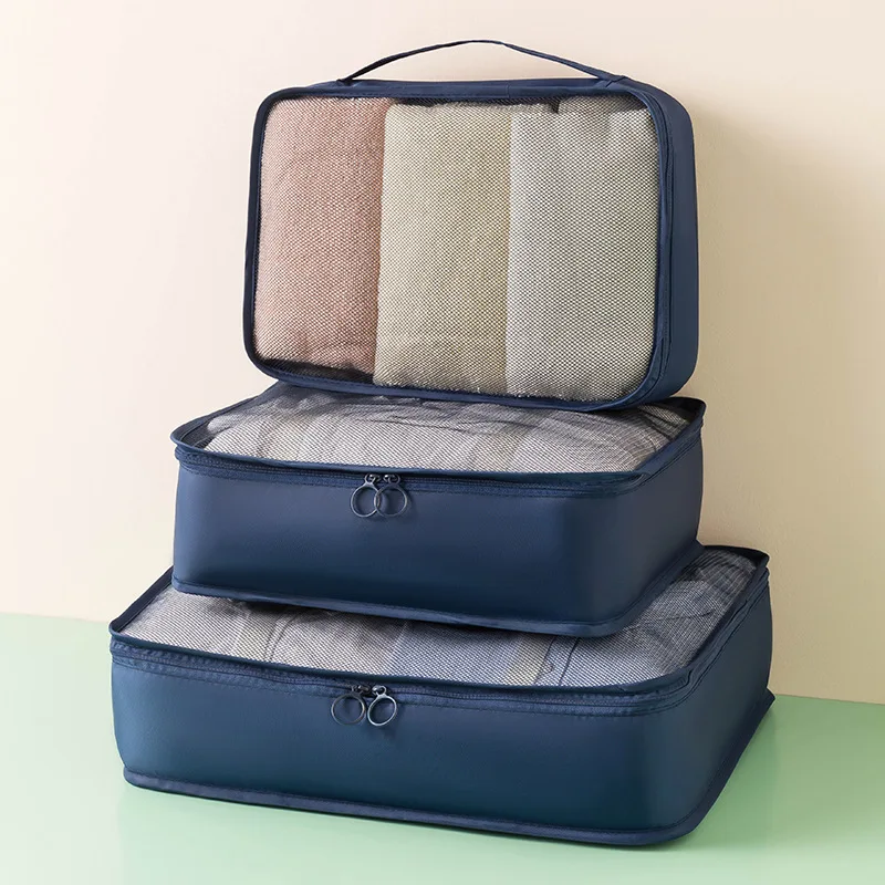 3Pcs Set Travel Organizer Storage Bags Portable Wardrobe Cube Clothes Luggage Tidy Pouch Suitcase Packing Storage Cases