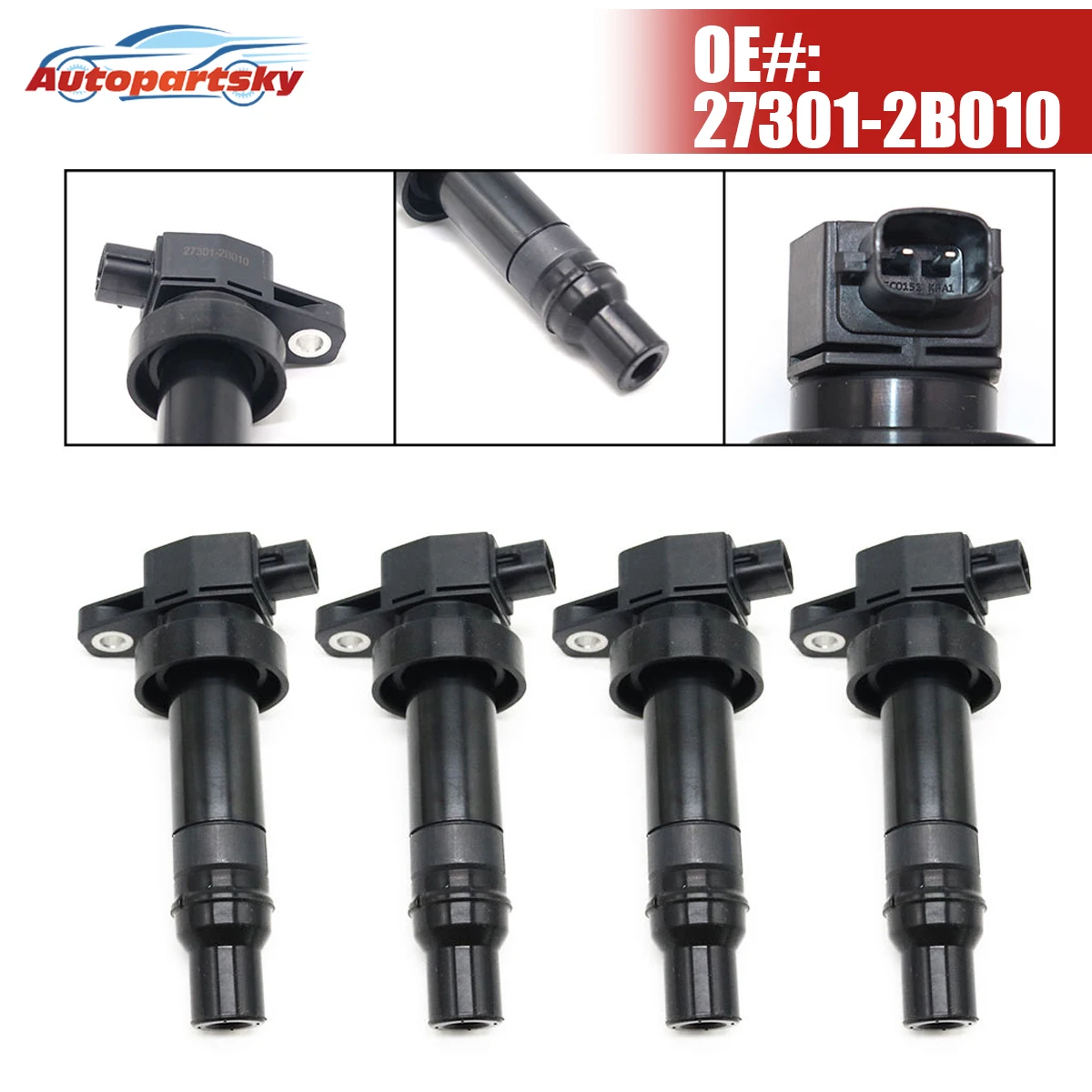 

4x Ignition Coils 273012B010 27301-2B010 For Hyundai Accent Elantra GT i30 i20 ix20 ix35 For Kia Soul Rio Forte Koup Cee'D 1.6L