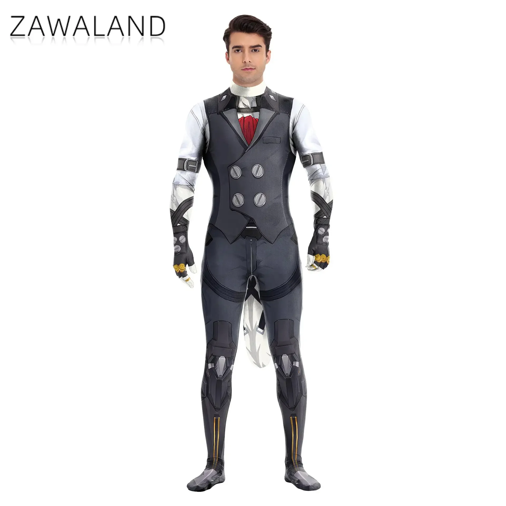 Zawaland zenless zona zero von lycaon bodysuit completo grande cauda zíper homem halloween cosplay traje zentai terno roupas de festa