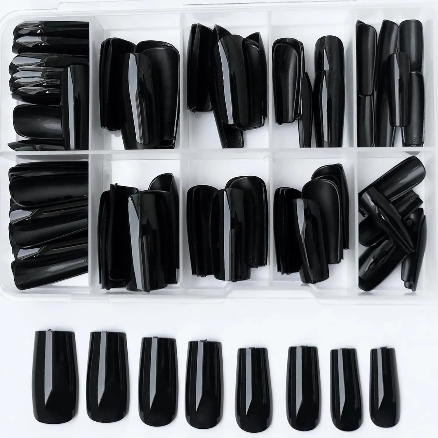 120Pcs Black Square French Tip False Nails Press On Nails Medium Square Full Coverage False Nails for Nail Extensions DIY Salon