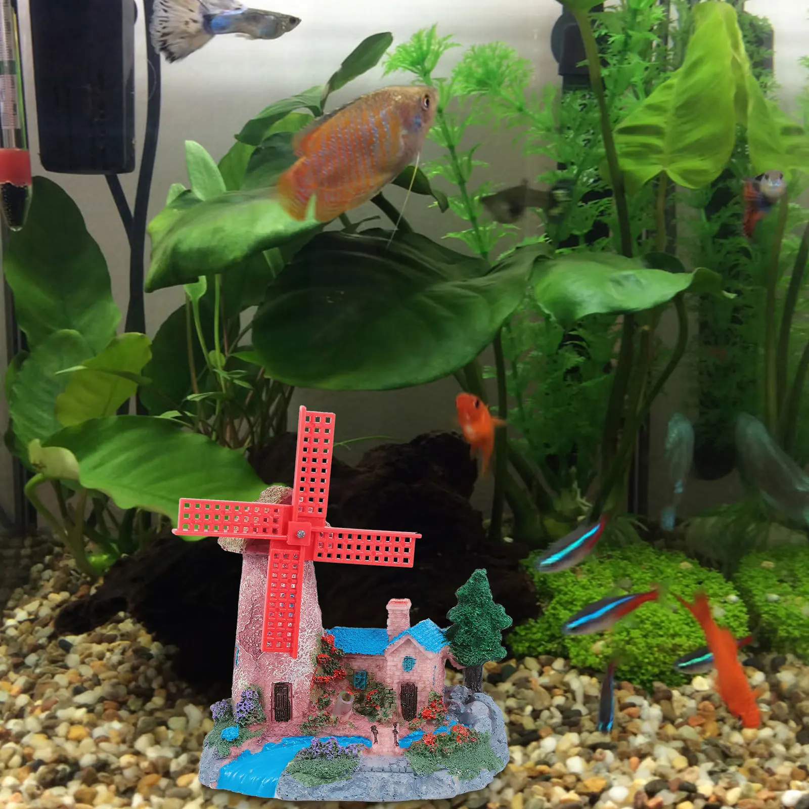 

Resin Windmill Castle Shape Miniature Home Aquarium Ornament Resin Craft Desktop Landscape Decoration Landscape Decoration