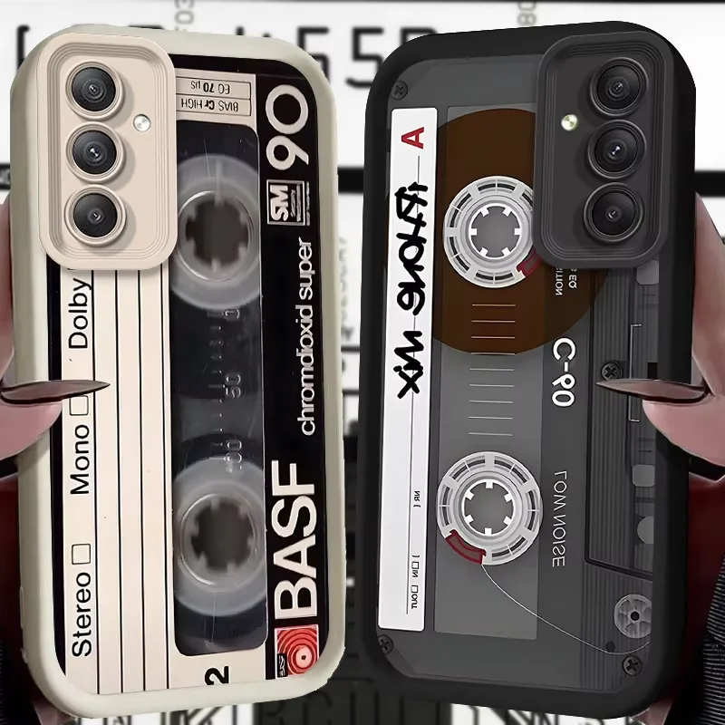 Retro Tape Pattern Phone Case for Samsung Galaxy S26 S25 S24 S23 S22 S21 S20 Plus Ultra FE A73 A72 A71 A52 A53 A32