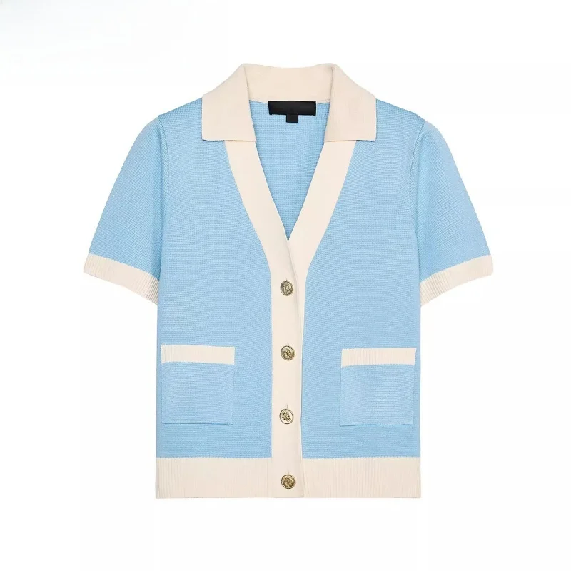 

Новая женская цветная трикотажная юбка-майт с цветочным воротником ort Sve ZA25, летняя одежда для поездок на работу, прямой крой, V-Ne на пуговицах