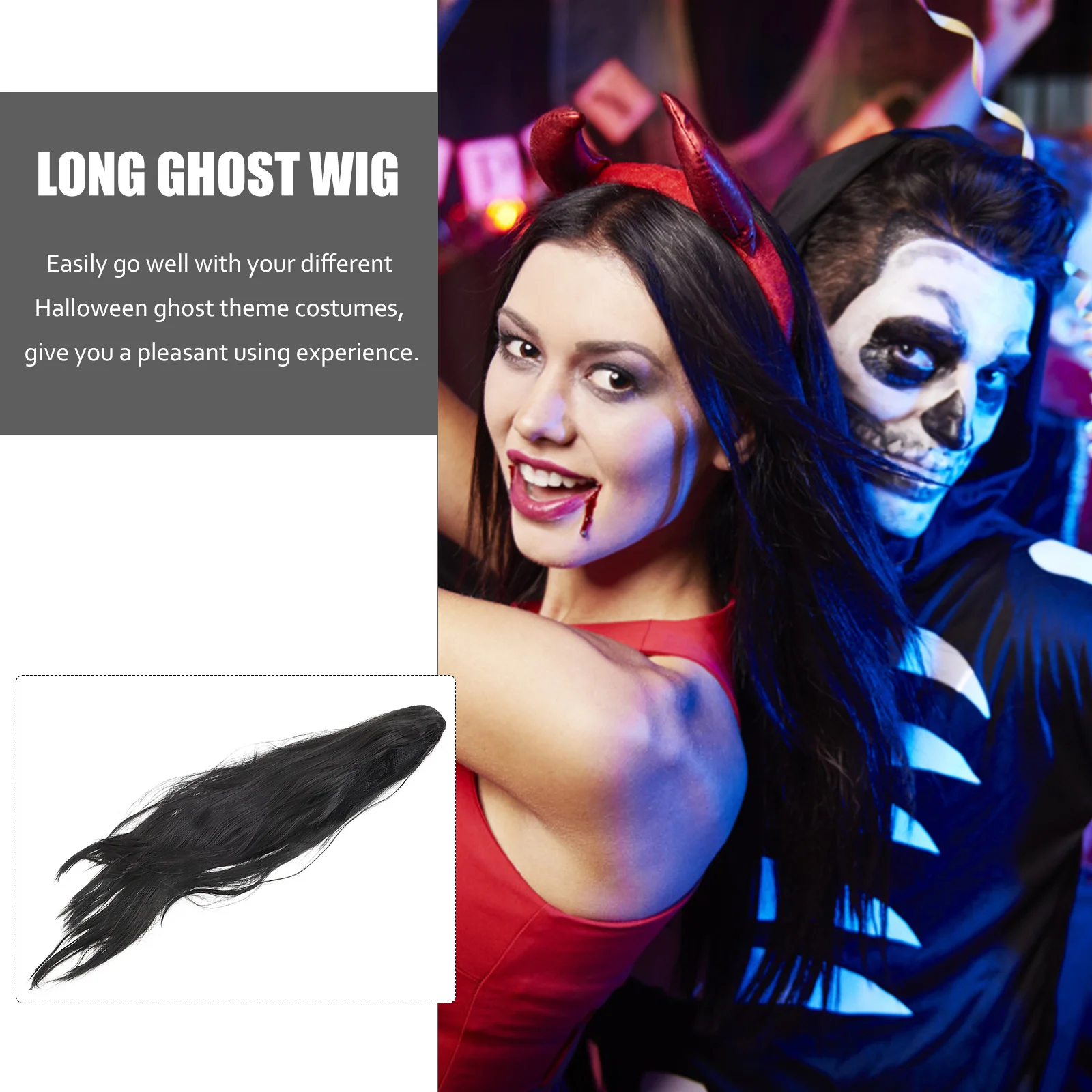 

Black Yamauba Cosplay Long Spooky Ghost Hair For Halloween Costume Party Masquerade Carnival Synthetic Accessory