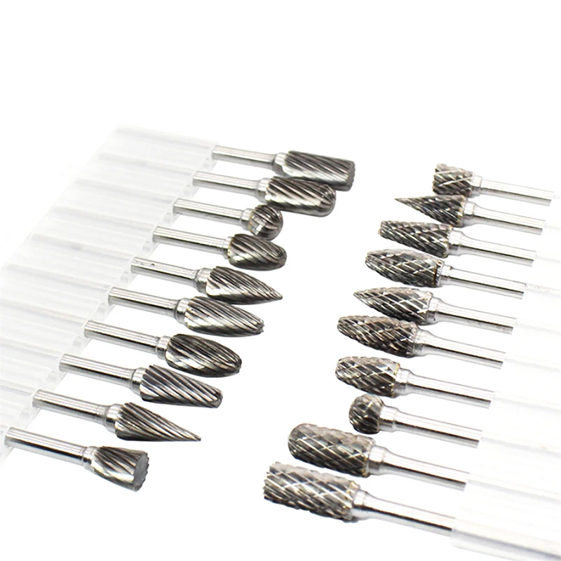 10pc Hard Alloy Rotary File 3*6 Double Grain Tungsten Steel Grind Head Electric Grind Mold Woodwork Grinding File Tool Set