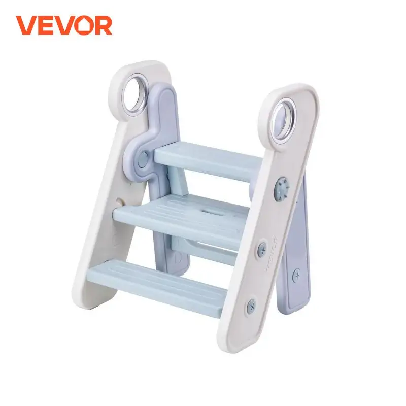 VEVOR Toddler Step Stool Tool for Kids Foldable Plastic Standing Tower Handles for Toilet Potty Training Bathroom