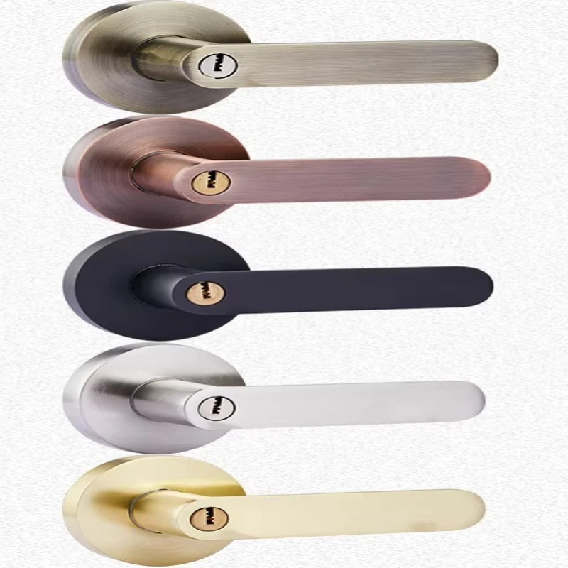 Quiet Anti-Sag Round Ball Lock Keyed Interior Spherical Privacy Latch for Bedroom Three Rod Tubular Knob Heavy Duty Brass