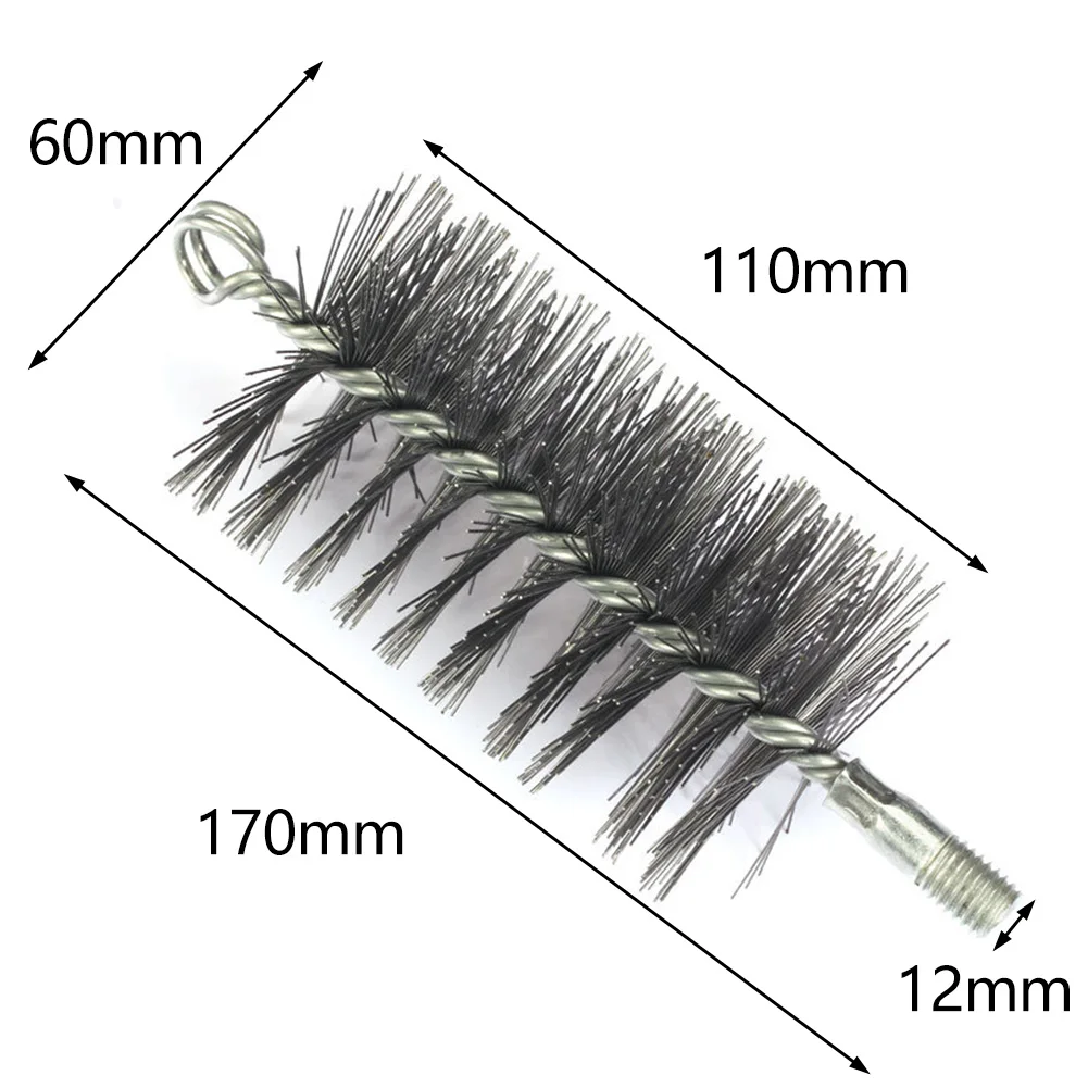 1pcs Pipe Wire Brush Round Chimney Flue Cleaning Brush Steel Wire Brush Sweep Fireplace Brush 50mm 60mm 120mm Stove Parts