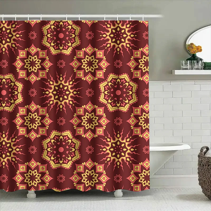 

Vibrant Floral Shower CurtainRustic Bohemian Design with Sunflower Motif for Bathroom Decoration Washable Fabric Shampoo Soap Di