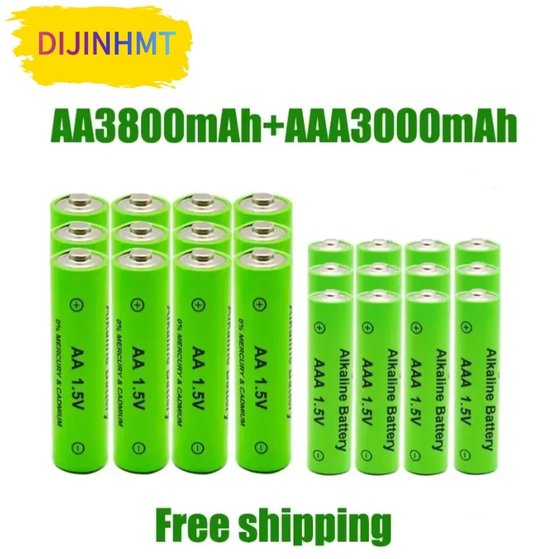 

AA + AAA Rechargeable AA 1.5V 3800mAh/1.5V AAA 3000mah Alkaline Battery Flashlight Toys Watch MP3 Player Replace Ni-Mh Battery