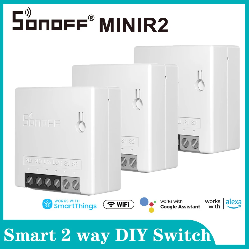 

SONOFF MINIR2 Двусторонний переключатель Мини Wi-Fi Умный дом Переключатель с беспроводным пультом дистанционного управления работает с eWelink Alexa Google Home