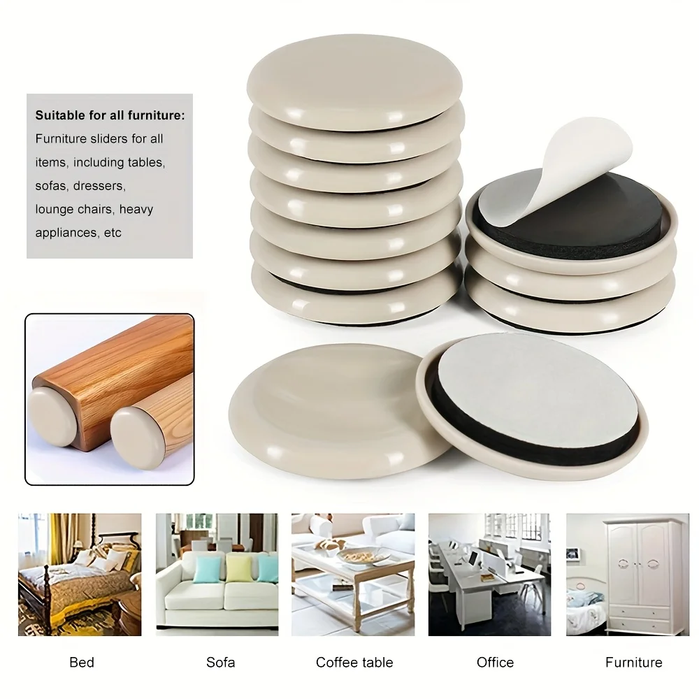 32 Self-Adhesive Furniture Sliders, Multiple Colors And Sizes Available, Suitable for Carpets And Hardwood Floors