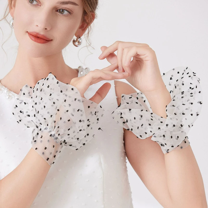 

Decorations For Nails Photo Background Dot Tulle Mesh Sleeves Wrist Detachable Flare False Cuff Nail Art Photography DIY