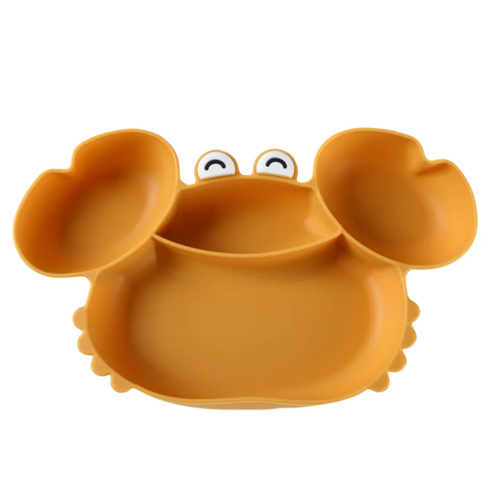 

Portable Children Crab Silicone Suction Bowls Flexible Cartoon Baby Compartmentalized Dinner Plate Fall-proof Sturdy