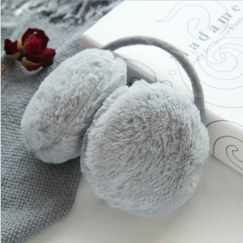 Earmuff feminino inverno redondo almofada de ouvido de pelúcia mais quente neve à prova de vento e quente muffs de ouvido