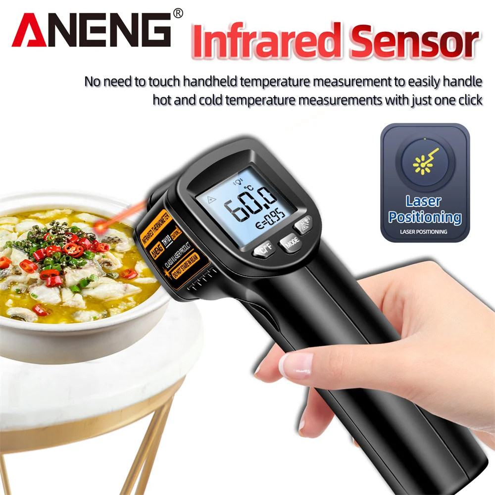 ANENG TH103 Digital Infrared Laser Thermometer Industrial Temparature Gun Backlight Screen Temperature Meter Non-contact Tools