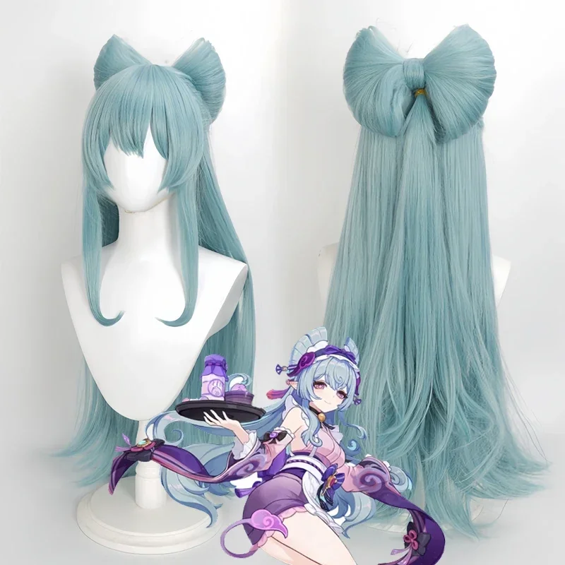 

Genshin Impact Yumatisuki Mizuki Cosplay perruque bleu cheveux longs arc cheveux Natlan fête d'halloween pour femmes filles carn