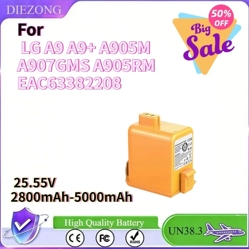 In Stock  For LG A9 A9+ A905M A907GMS A905RM EAC63382208 Rechargeable Vacuum Cleaner Battery 25.55V 2800mAh-5000mAh