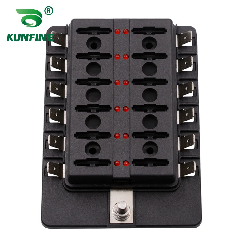 Tempat Kotak Sekring 12 Cara 100A Blok Sekring dengan Indikator LED Sekering 24 Buah untuk Mobil Off-Road RV Bus Kapal Pesiar