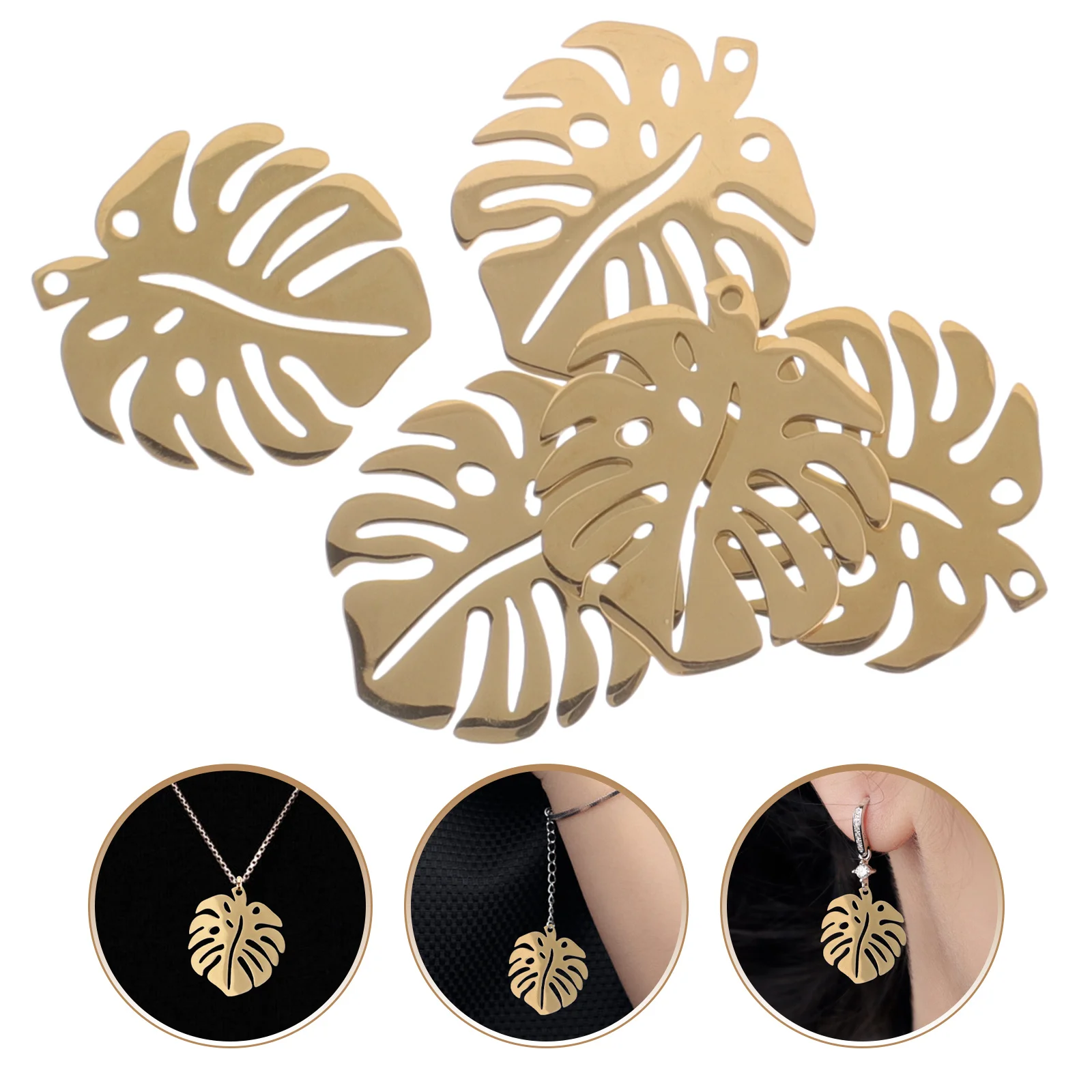 

5Pcs Leaf Pendant Metal Charms Lightweight Creative Design for DIY Earrings Necklace Bracelet Keychain Jewelry Crafting Supplies
