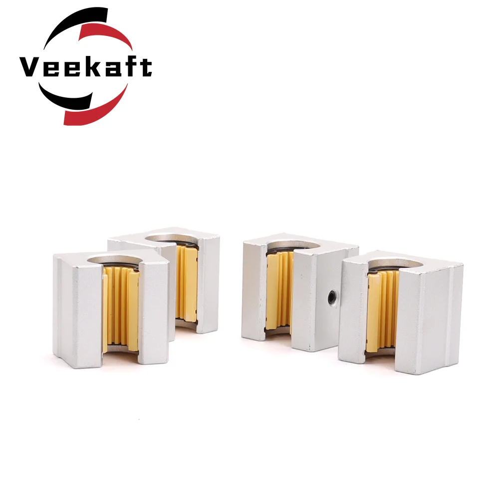 Veekaft 4 Buah Blok Linier SBR12QS dengan 2 Buah Panduan Linier SBR12 12Mm Panjang 300Mm Hingga 1500Mm Rel Linier untuk Bagian CNC