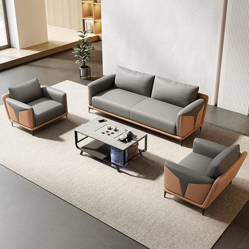 

Light Luxury Leather Office Sofa Suitable for Reception and Rest Area Office Sofa