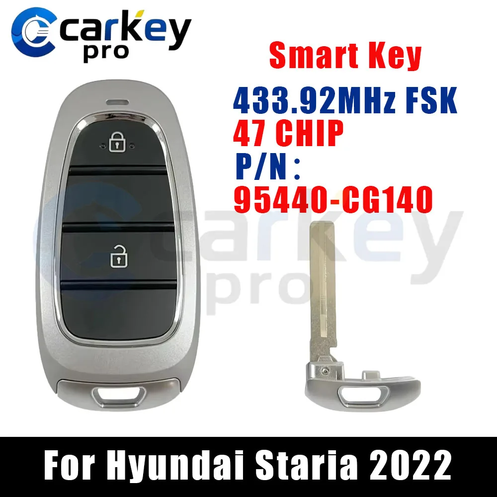 Автомобильный ключ Carkeypro с 2 кнопками, 433 МГц, 95440-CG140, чип 47, для Hyundai Staria 2022