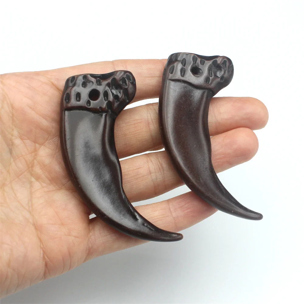 5/10pcs Coffee Animal Tooth Chamrs resin ivory Teeth Pendants Decorative handicrafts DIY Jewelry Making Supplies