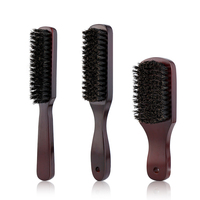 Hair Brush Wood Handle Boar Bristle Beard Comb Styling Detangling Straighten Brown Boar Bristles Massage Comb