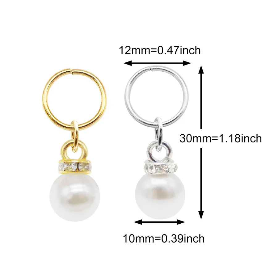20PCS Rhinestone Plastic Pearl Bead Charms With Jump Rings Pendant Findings Jewelry Making Accessory Hair Decor Headdress