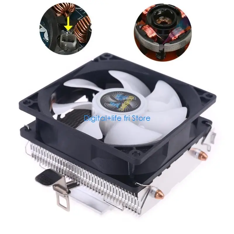 E06D Silent CPU Cooler LGA/2011/115X/775 3 Pin Cooling Radiator 2 Copper Tubes 5 Colors LED Cooling Fan