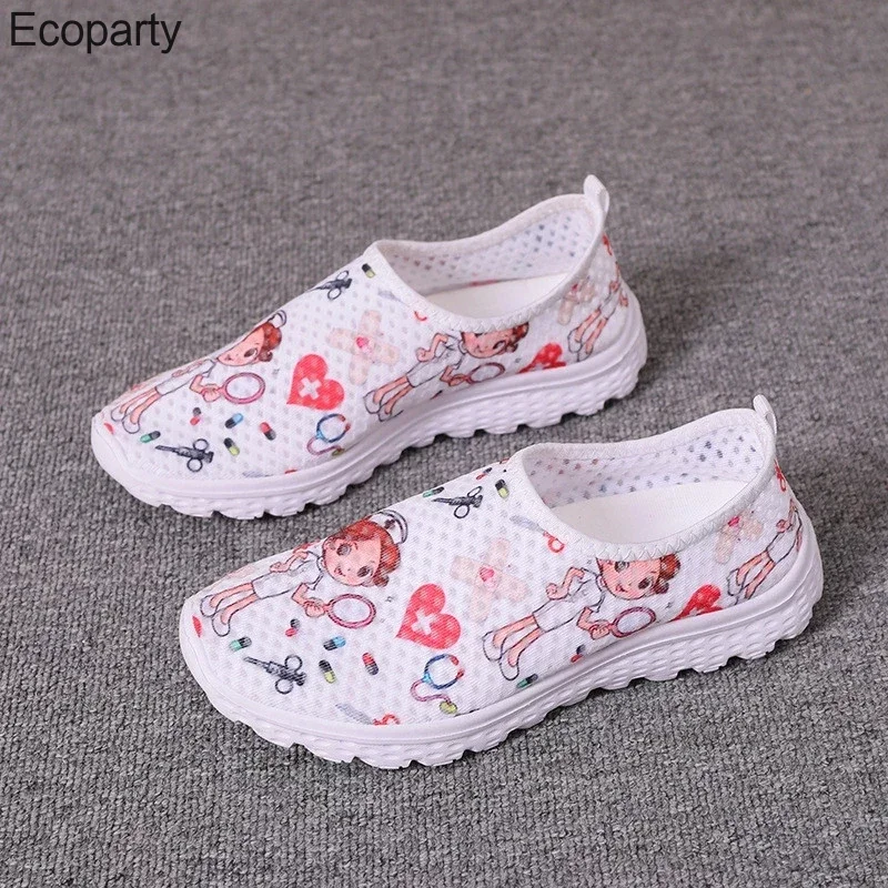

Girls Nurse Doctor Print Women Sneakers Cosplay Shoes Slip On Light Mesh Shoes Breathable Flats Shoes Zapatos Planos Halloween40