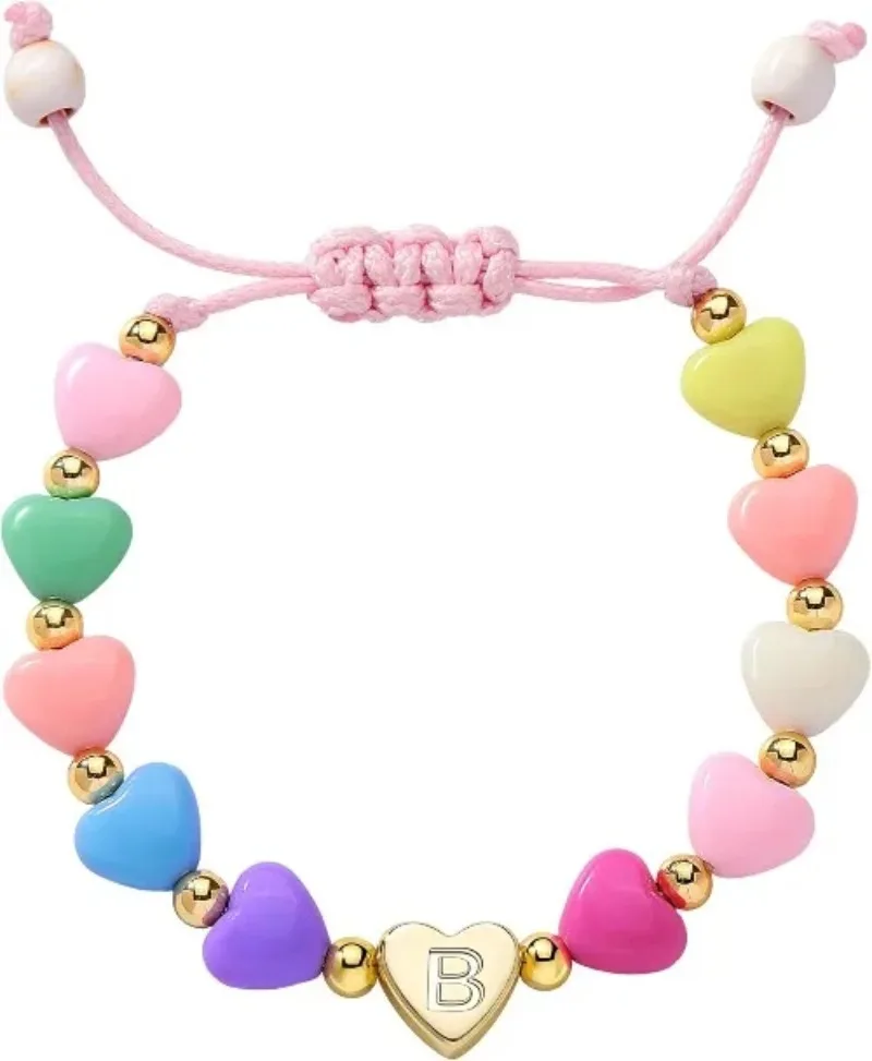 Pulsera con dijes de corazón iniciales y diseño de huevo de Pascua, bonita y elegante, con letras de la A a la Z, para niños, mujeres, niñas, hijas, regalos de cumpleaños para mayores de 3 a 18 años