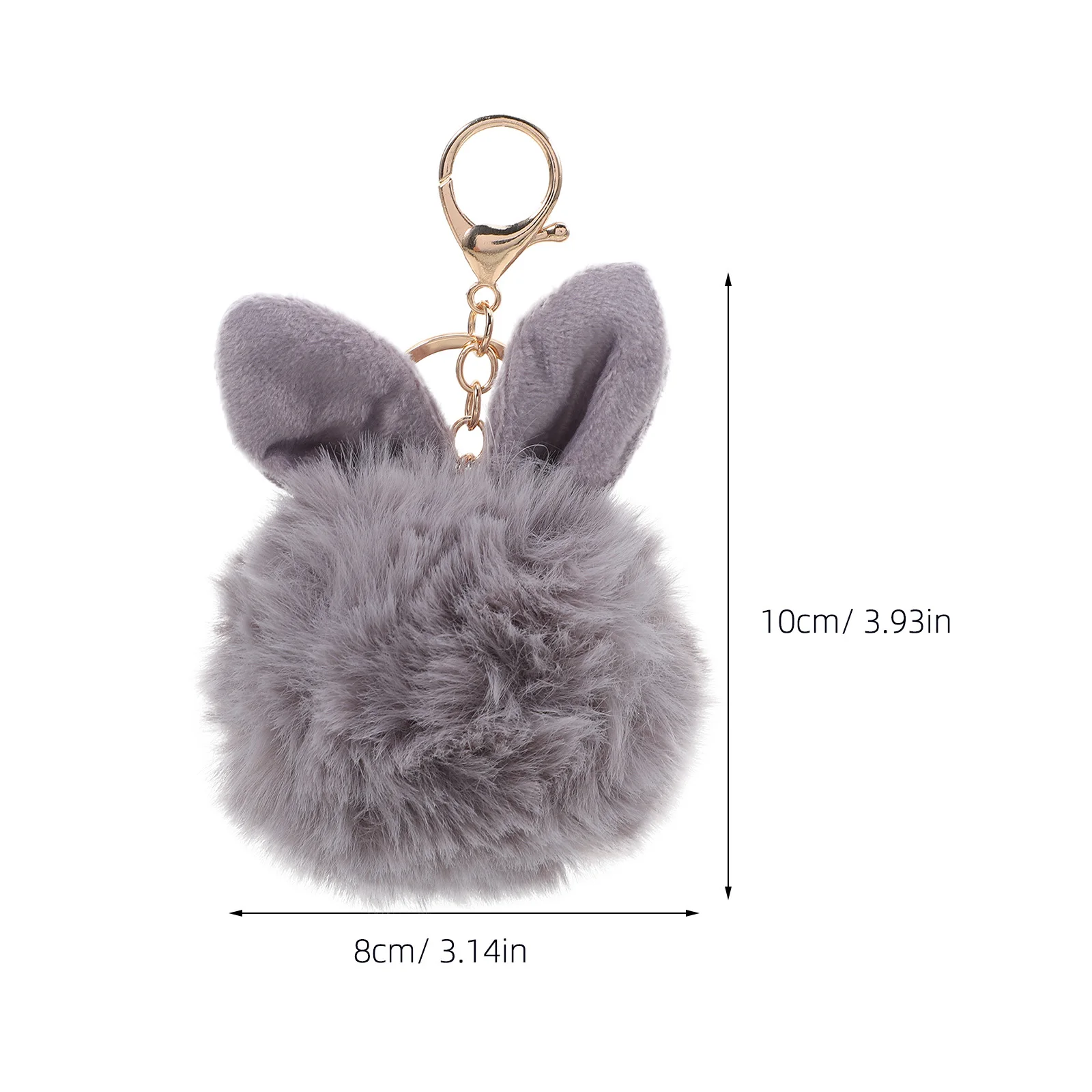 Breloczek z króliczymi uszkami i pomponem 10-12 cm szary zawieszka do kluczy dla kobiet dziewcząt ozdoba do torby dekoracja kluczyków samochodowych prezent akcesorium wisiorek