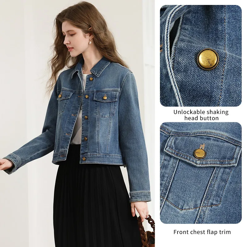 I BELIEVE YOU Denim Jacket 2026 Autumn Winter Vintage Blue Turn‑Down Collar Button‑Up Coat Casual Cotton Outerwear 2263186484